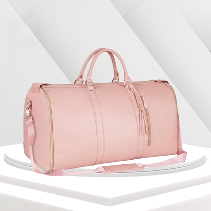 Pink leather travel bag hotsell